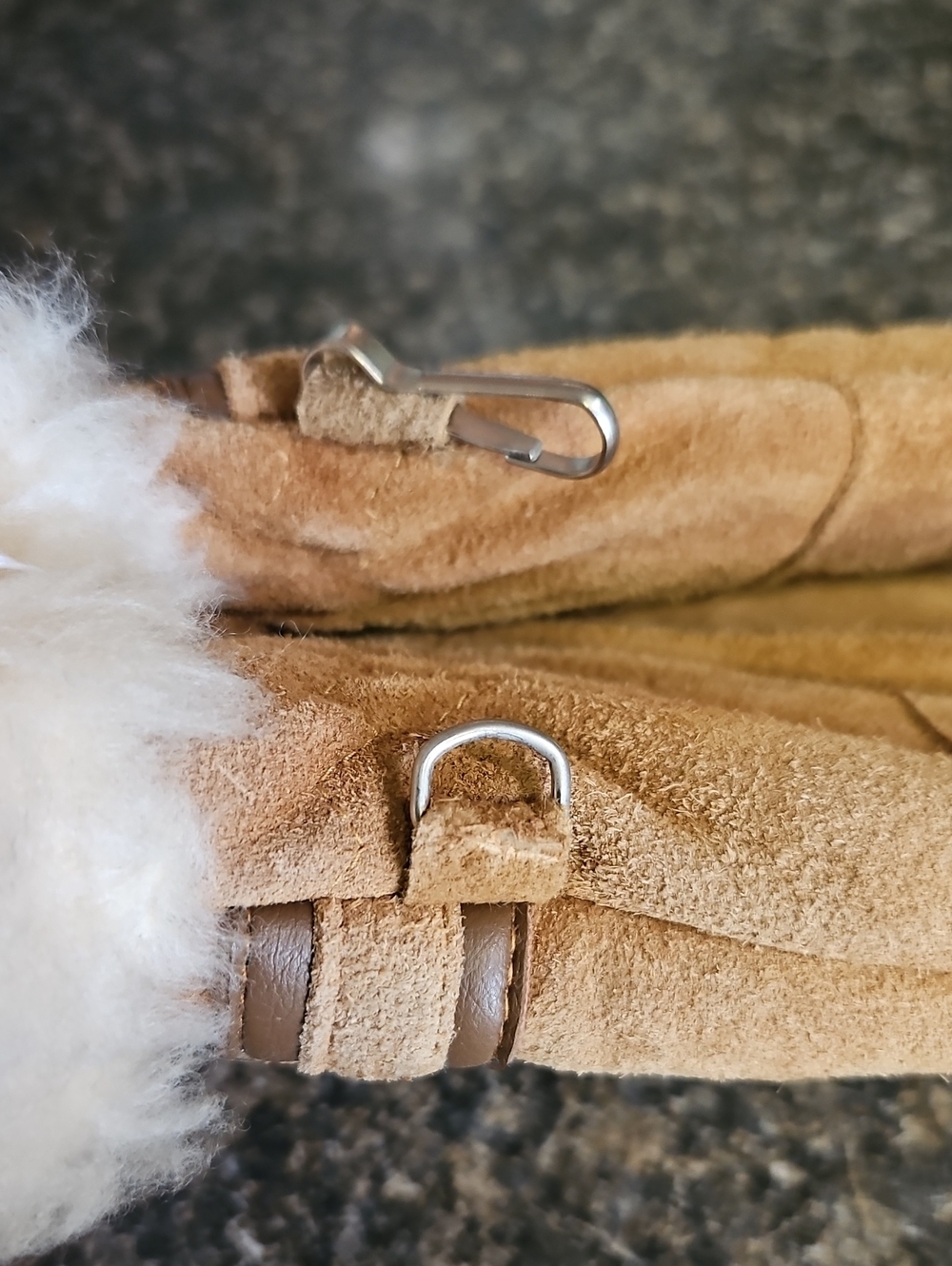 Genuine Leather Suede Fur Trim Mittens BNWT - Picture 7 of 10
